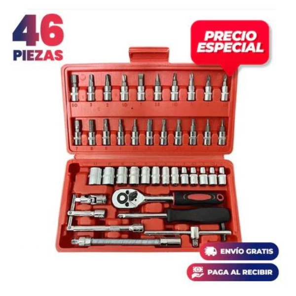 Juego De Copas Herramientas 46 Piezas Mecánica Ratchet 1/4 | ⭐⭐⭐⭐⭐ ORIGINAL